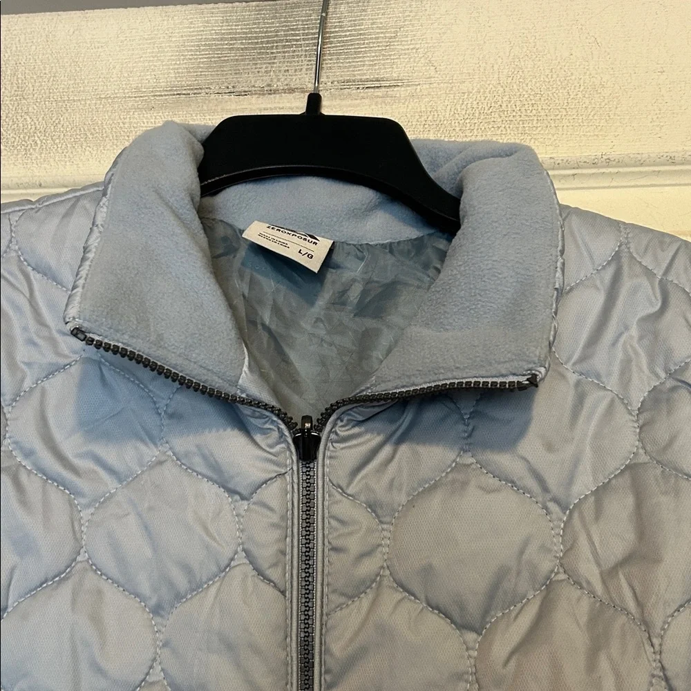ZeroXposur Quilted Front Light Blue Jacket with Fleece Sleeves Size Large